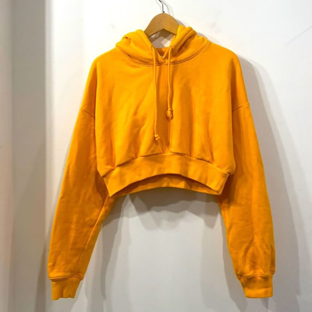Aritzia TNA Cropped Hoodie Pullover in Dark Yellow/ Orange size M